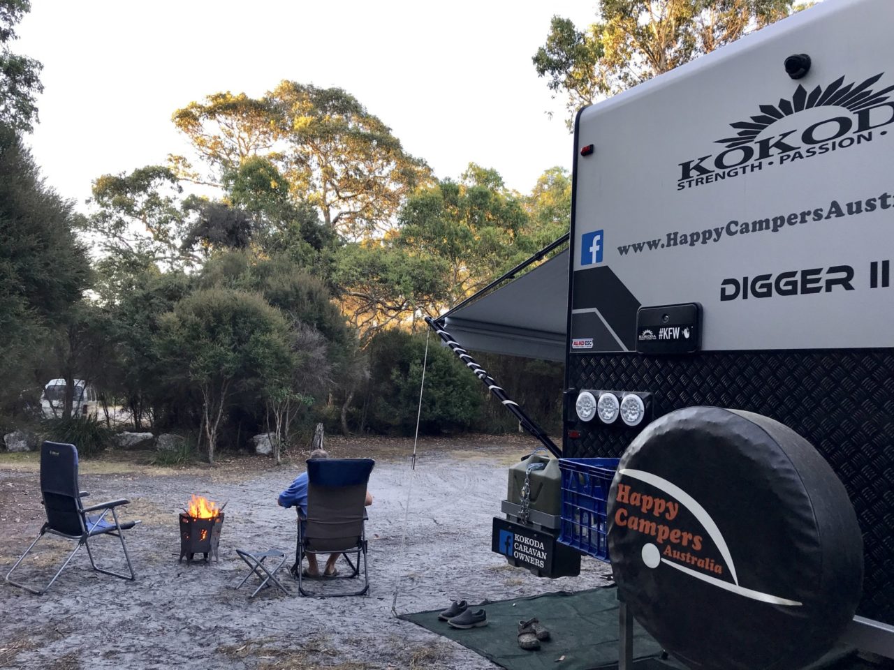Black River Camp. Bush camping near Stanley, Tasmania. Happy Campers